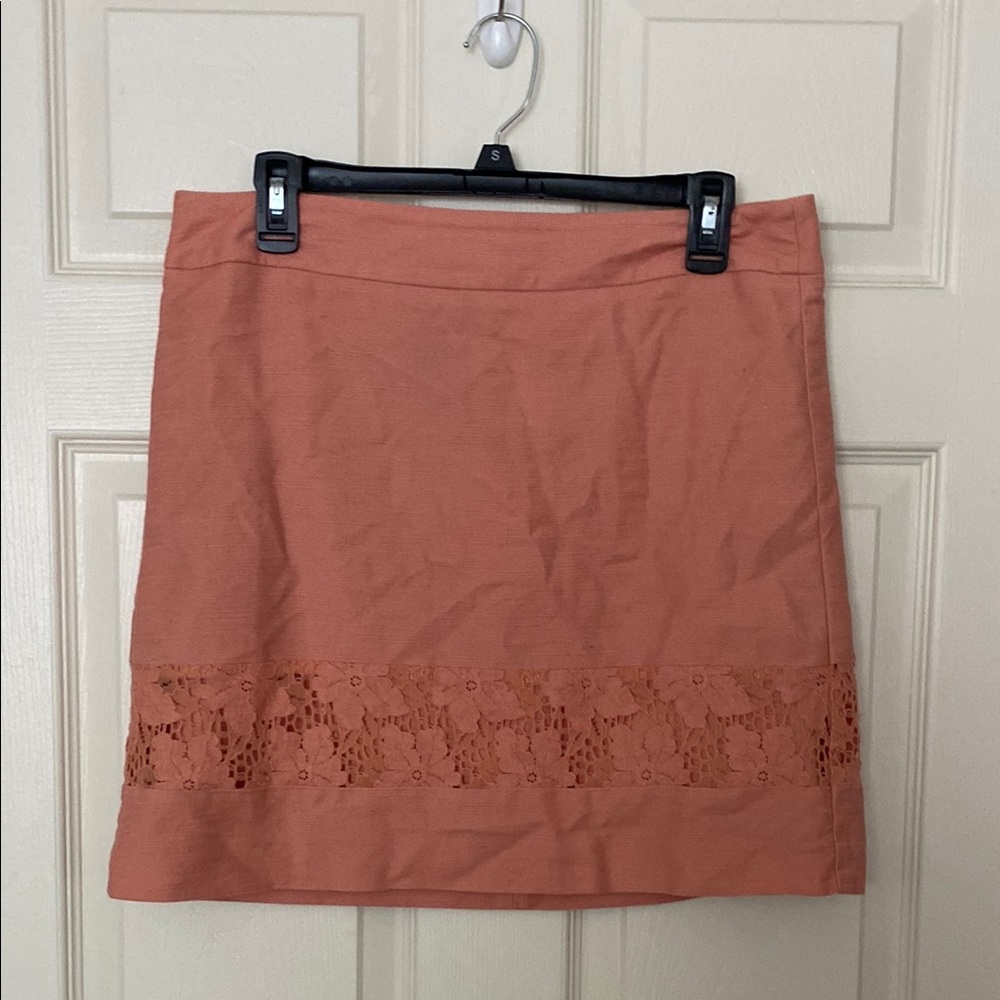 Elegant Lace Trim Skirt - Terracotta
